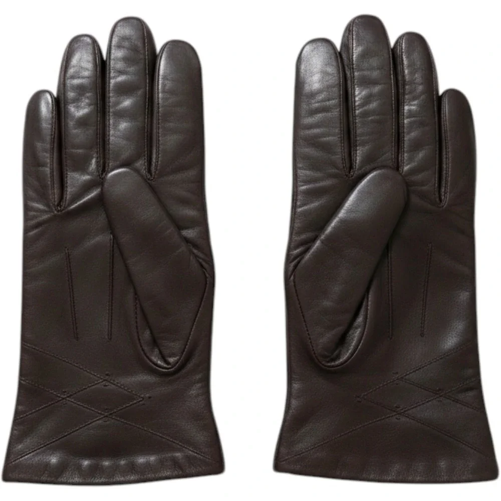 Fownes Women's Gloves Dark Brown Genuine Leather Acrylic Lined Size 6.5 Vintage